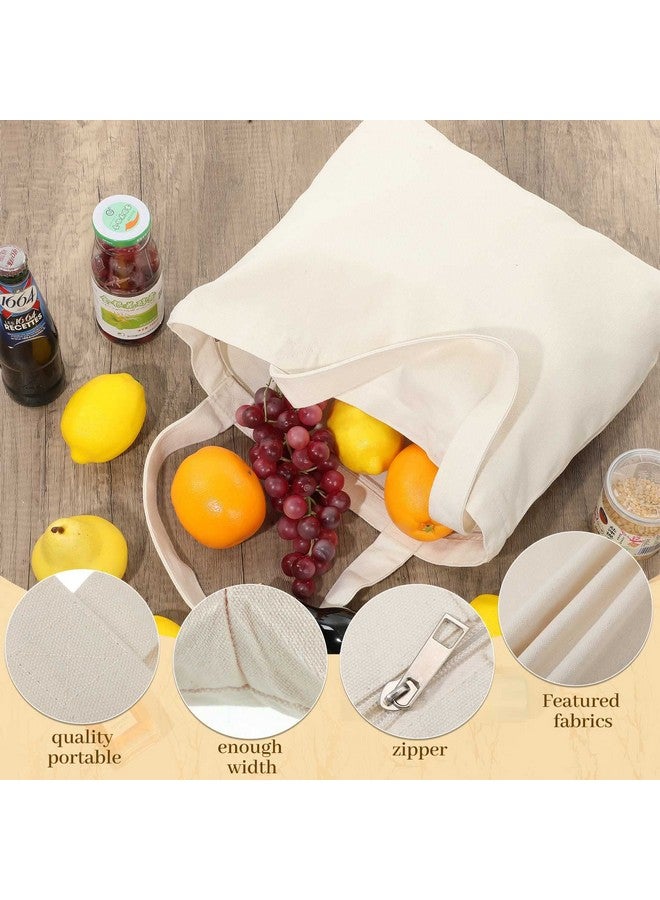 ايباك مجموعة من 10 حقائب تسوق طبيعية من Epakh مزودة بسحاب وحقيبة تسوق قماشية قابلة لإعادة الاستخدام وحقائب تسوق قطنية فارغة بمقابض وحقائب تسوق كبيرة سادة للنساء والرجال ومجموعة حقائب تسوق متعددة الأغراض للرسم والحرف اليدوية، لون بيج - Image 3