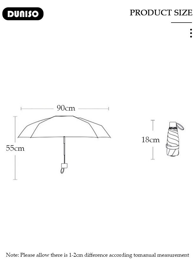 DUNISO Mini Umbrella, Travel Umbrella UV Resistant, Folding Umbrella Sun Protection Lightweight Compact Portable Waterproof Windproof Rain Umbrella for Men Women  - Image 4