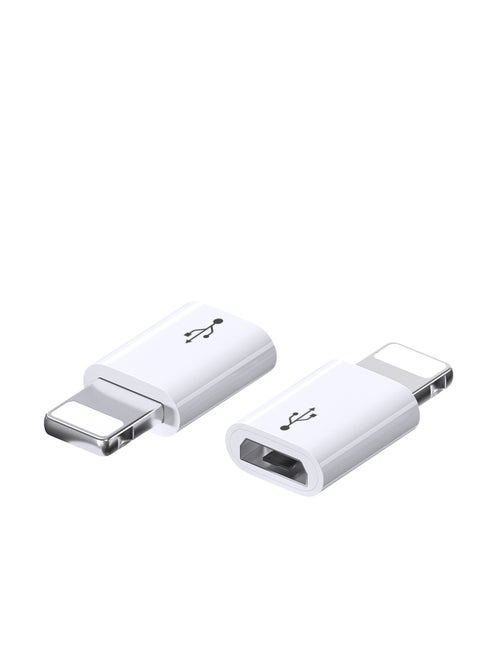 2-Pack Micro USB to Lightning Adapter – Compact Converter for Charging & Data Sync – Use Micro USB Cable with Lightning Devices – Compatible with Most Devices with Lightning Port – Lightweight & Portable (White)
