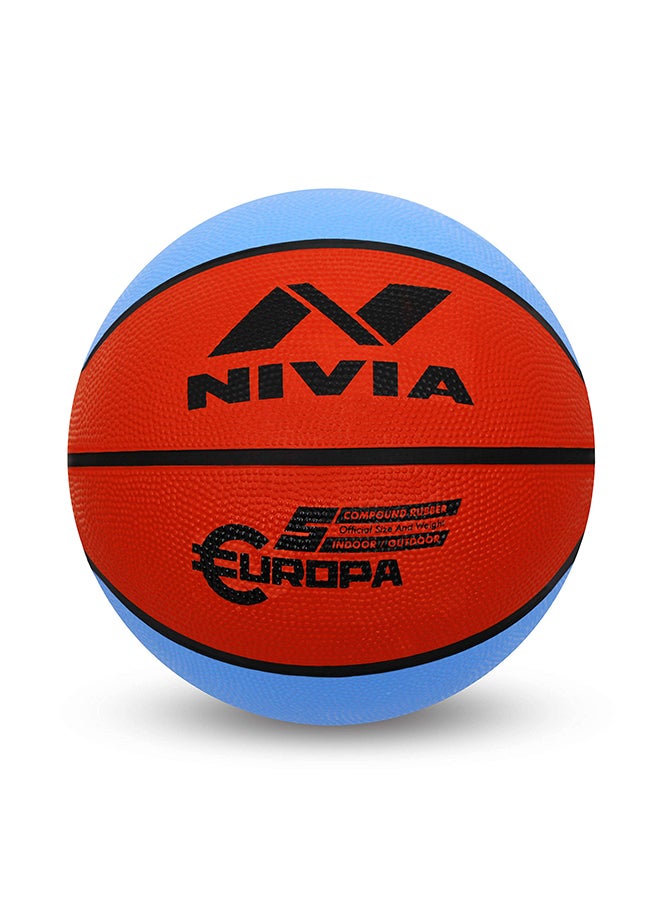 Nivia Europa Basketball | Size: 5 | 8 Panels | Material Core Bladder Latex | Suitable for Hard Surface | Machine Stitched | Training/Match Ball for Men - Image 1