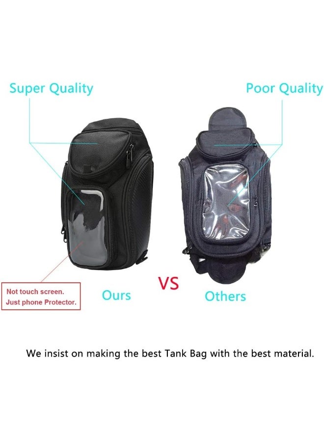 KIWISE Motorcycle Tank Bag, Water Resistant with Super Strong Magnetic Gas Oil Fuel Tank Bag Black bigger Window for Honda Yamaha Suzuki Kawasaki Harley - Image 5