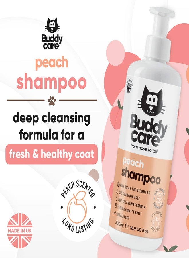 Buddycare شامبو بادي كير للقطط برائحة الخوخ - شامبو تنظيف عميق للقطط - برائحة الفواكه - مع الصبار وفيتامين ب5 (16.90 أونصة) - Image 2