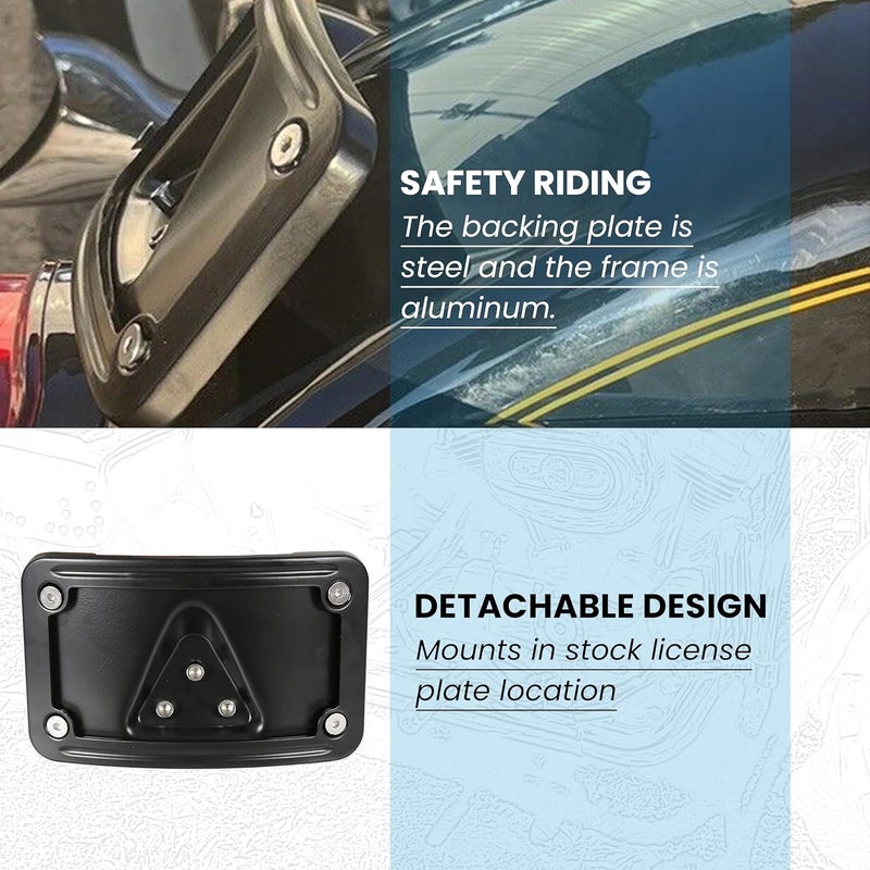 ECOTRIC Curved Laydown License Plate Mount with Frame for Harley and Honda - Image 4