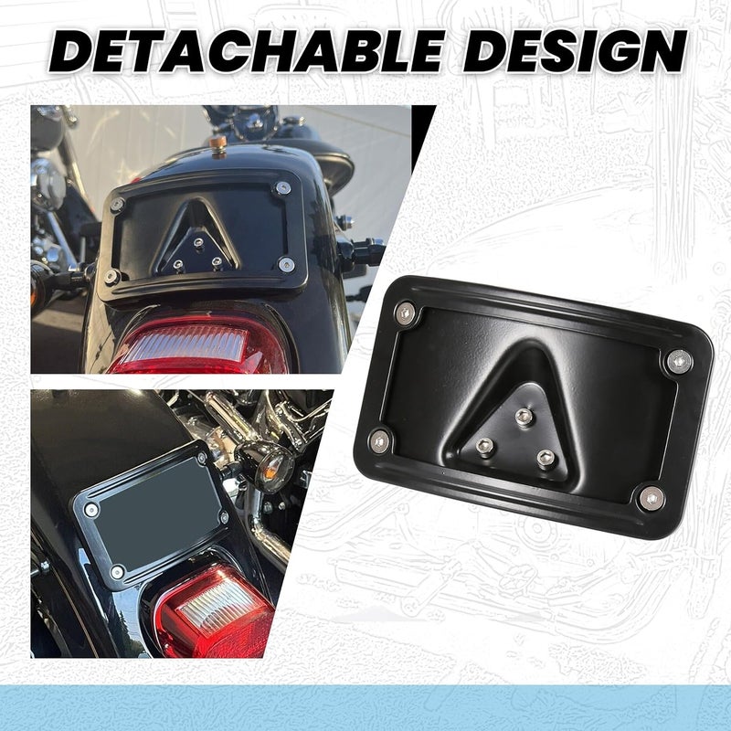ECOTRIC Curved Laydown License Plate Mount with Frame for Harley and Honda - Image 3