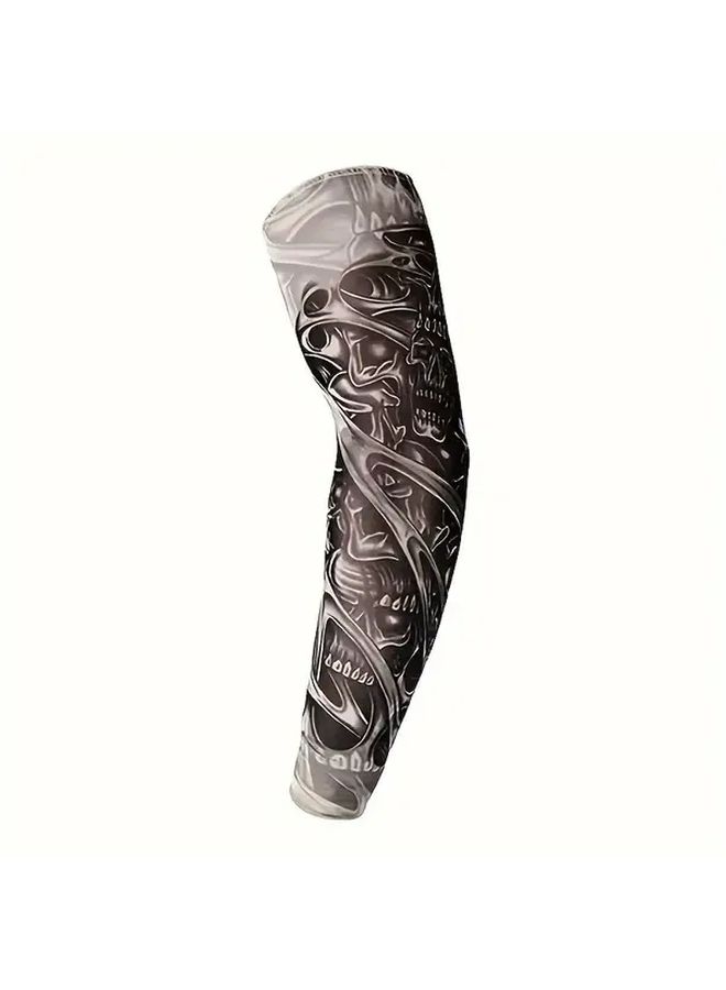 2Pcs Fashionable Skeleton Fake Tattoo Arm Covers Set For Men And Women - Image 4