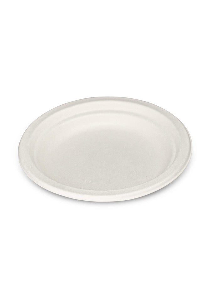 Gusto Comfy Package GUSTO [7 Inch - Pack of 125] Heavy-Duty White and Sugarcane Paper Plates, 100% Compostable, Eco-Friendly - Biodegradable Disposable - (Formerly - Image 2