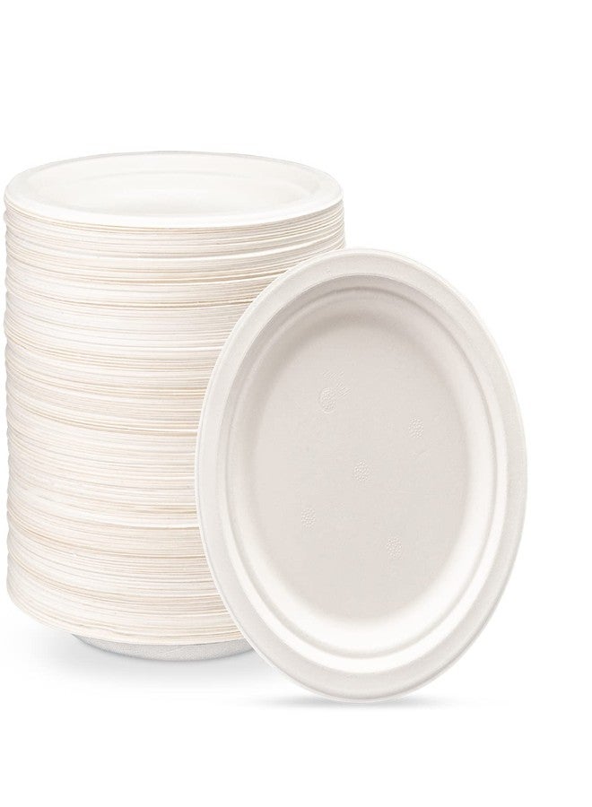 Gusto Comfy Package GUSTO [7 Inch - Pack of 125] Heavy-Duty White and Sugarcane Paper Plates, 100% Compostable, Eco-Friendly - Biodegradable Disposable - (Formerly - Image 1