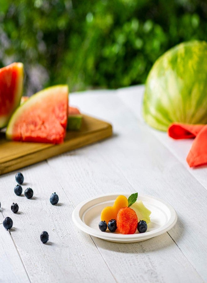 Gusto Comfy Package GUSTO [7 Inch - Pack of 125] Heavy-Duty White and Sugarcane Paper Plates, 100% Compostable, Eco-Friendly - Biodegradable Disposable - (Formerly - Image 4