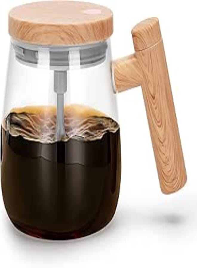 Rommeka Self Stirring Coffee Mug, 400ML Borosilicate Glass Electric High Speed Self Mixing Cup for Coffee, Milk, Protein Powder