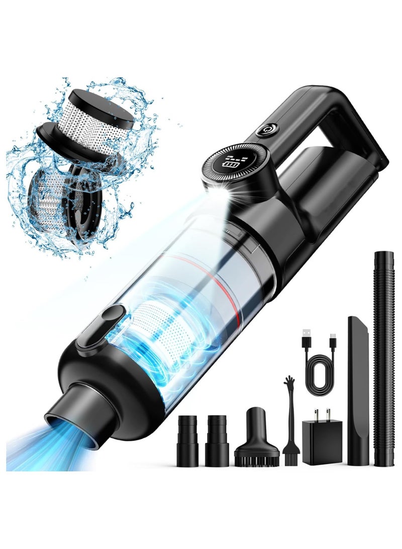 Car Vacuum Cleaner Cordless and Air Duster , Air Blow with Brushless Motor, 15000Pa Strong Suction Vacuum with LED Light, Type C Cable and Charger, 2 Fliters, Portable Hand Vacuum for Home, Pet and Car - Image 1