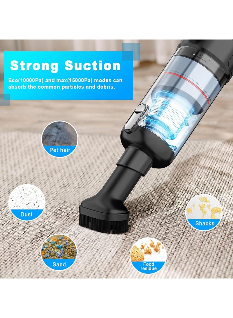Car Vacuum Cleaner Cordless and Air Duster , Air Blow with Brushless Motor, 15000Pa Strong Suction Vacuum with LED Light, Type C Cable and Charger, 2 Fliters, Portable Hand Vacuum for Home, Pet and Car - Image 3