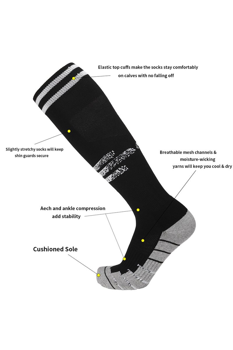 SKY WING Soccer Socks, Sport Knee High Socks Calf Compression Athletic Socks for Mens and Women Running&Training Football Thickening Keep Warm Sock-Black-3 Pair - Image 3