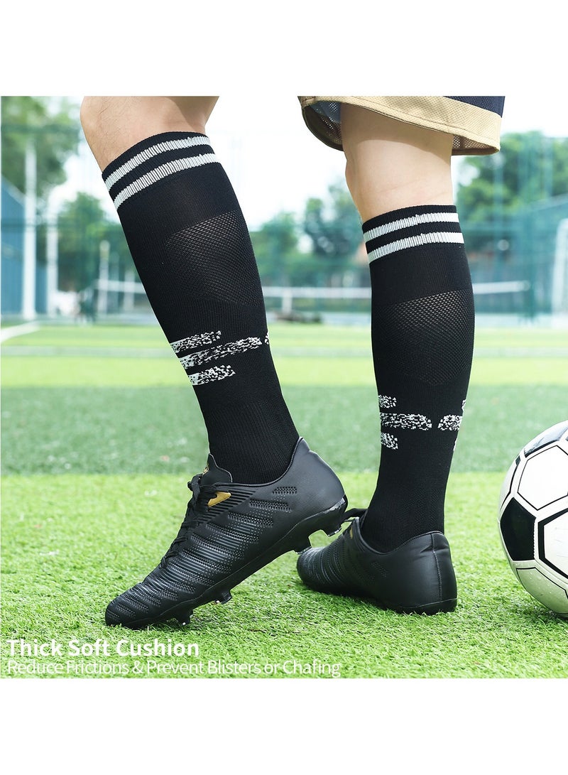 SKY WING Soccer Socks, Sport Knee High Socks Calf Compression Athletic Socks for Mens and Women Running&Training Football Thickening Keep Warm Sock-Black-3 Pair - Image 5