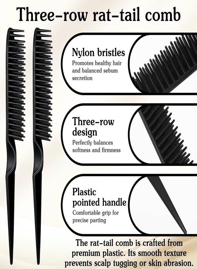 HaiFafafaing 2 PCS 3 Row Comb for Removing Braids,Unbraider Teasing Comb with Rat Tail for Combing, Separating and Shaping Curls,Curly Hair Combs for Women Men(Black) - Image 3