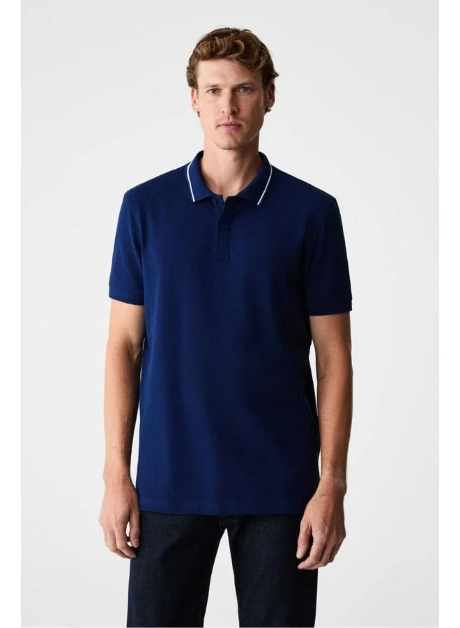 GRIMELANGE RHODES Men's Navy Blue Polo Collar T-shirt.
