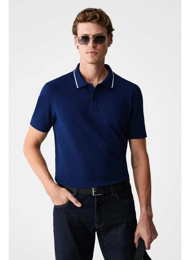 GRIMELANGE RHODES Men's Navy Blue Polo Collar T-shirt.