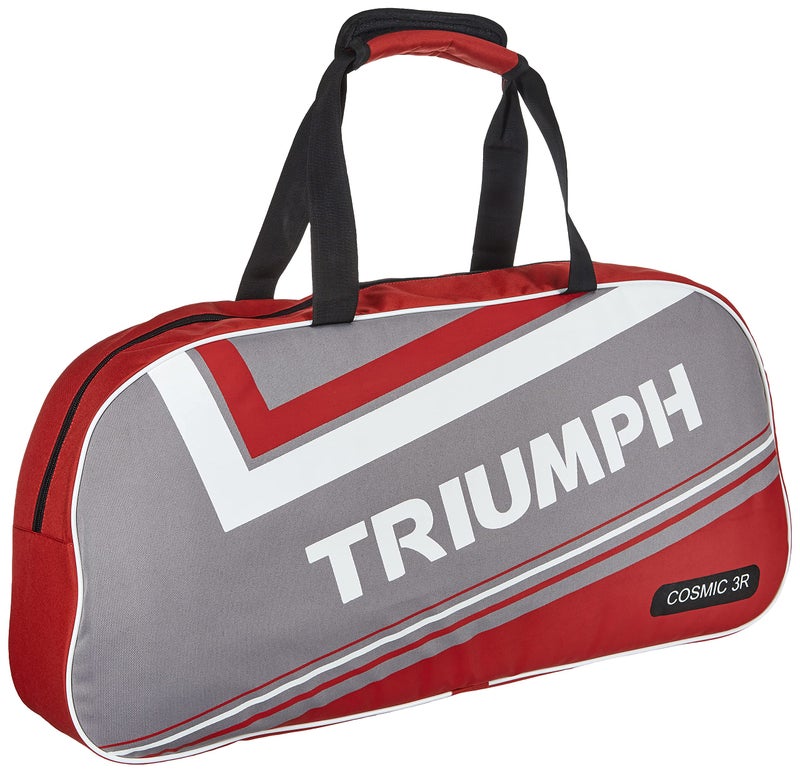 Triumph Pride Graphite Hotmelt Light Weight Strung Badminton Racket with Cosmic-3R Single Compartment Badminton Bag Grey/Red - Image 2