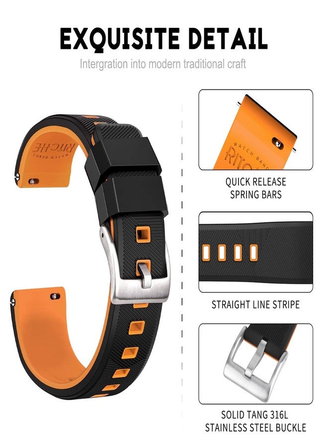 Ritche 24mm Silicone Watch Band Quick Release Rubber Watch Bands for Men Women, Valentine's day gifts for him or her - Image 3