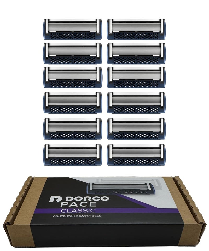 DORCO Pace Classic Seven Blade Razor System with Pivoting Head and Premium Handle 12 Pack Refill No Handle - Image 2