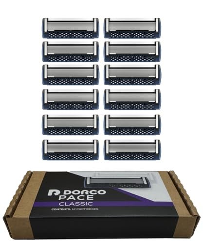 DORCO Pace Classic Seven Blade Razor System with Pivoting Head and Premium Handle 12 Pack Refill No Handle - Image 1