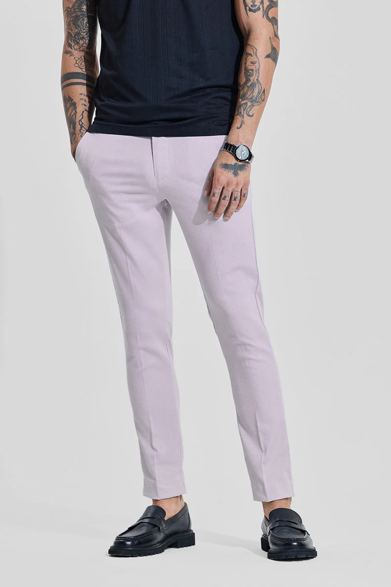 SNITCH Light Grey Plain Slim Fit Trousers
