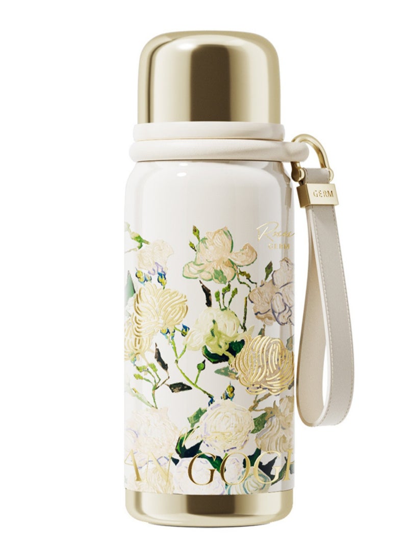 GERM Van Gogh White Roses Thermos Bottle 580ml | GERM × The MET Stainless Steel Vacuum Flask with Cup | Hot & Cold Insulated Water Bottle | Leak-Proof, BPA-Free Travel Mug for Office, School, Outdoor | Art Series - Image 1