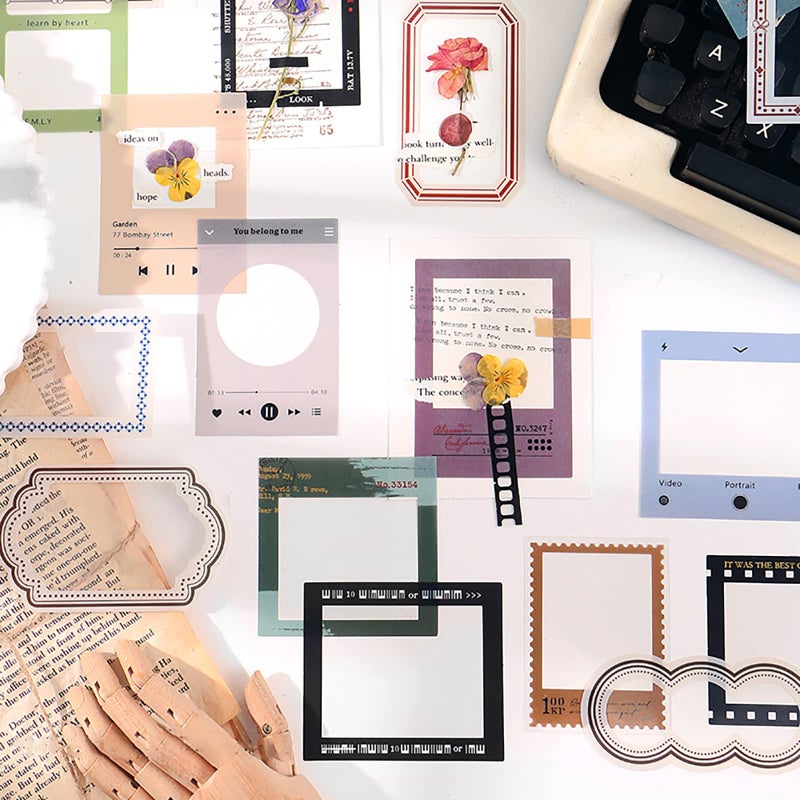 MAXLEAF 60PCS Clear PET Waterproof Album Player Films Frame Decor Stickers for Scrapbook, Album, Photos, Cards, Diary Decoration, 4 Series Background Decoration Frame Stickers - Image 3