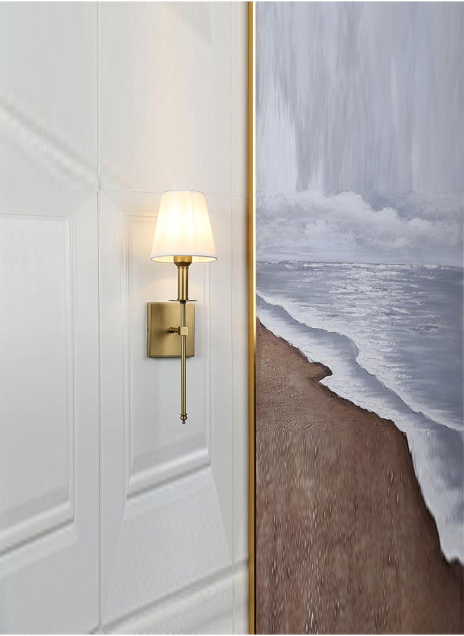 RATSAW - 2 Pcs Slim Wall Sconces with Fabric Shade Industrial Wall Lighting Lamps Fixtures Wall Mounted Sconce for Mirror Hallway Kitchen Bedroom Living Room Bathroom Coppery - Image 1