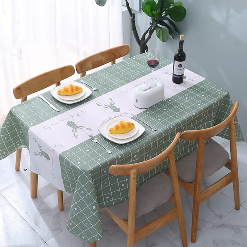 MORGHULIS Modern Tablecloth Deer Printed PEVA Waterproof Spillproof Anti Scald Washable Table Mat Desk Cover Thickened Wrinkle Resistant Table Cloth for Dining TableSize180X137 cm - Image 1