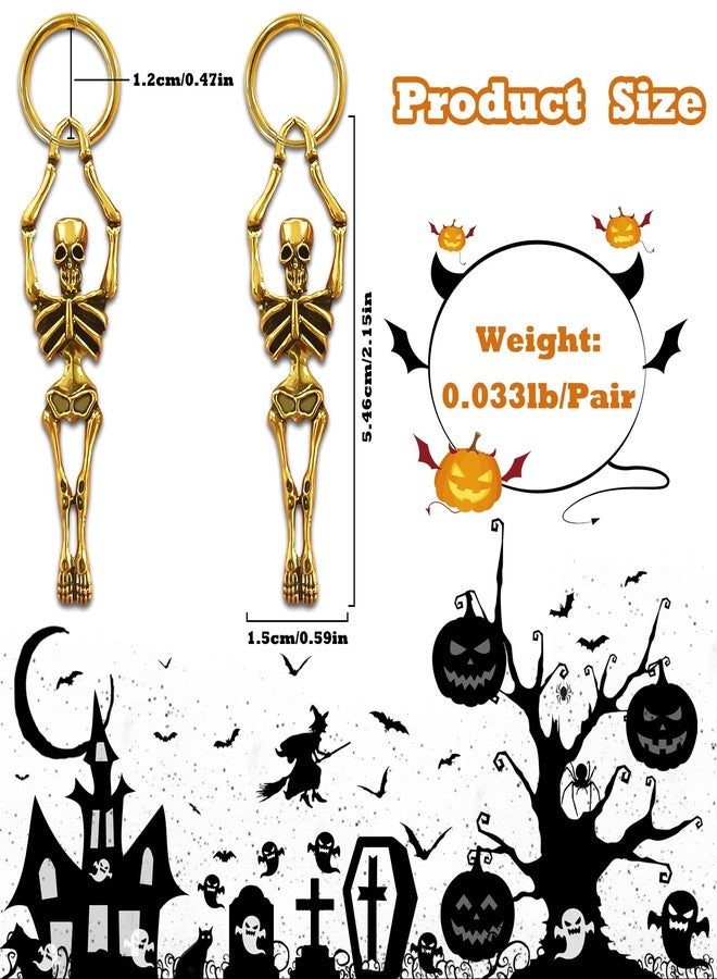 CUTELIILI Halloween Gold Skull Hoop Earrings For Women, Stainless Steel Retro Vintage Gothic Punk Skeleton Huggie Earrings, Hip Hop Halloween Party Decorations Accessories - Image 4