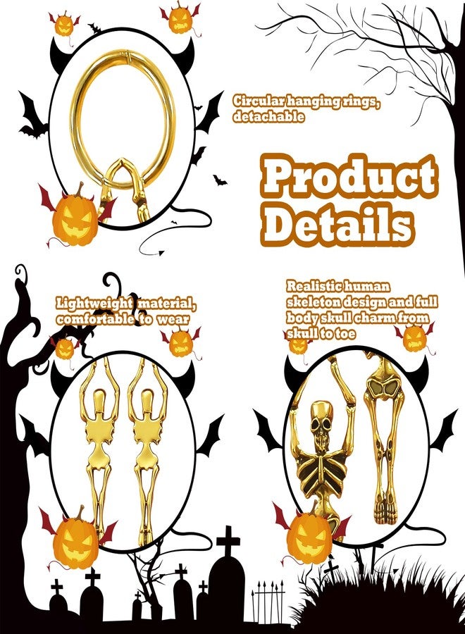 CUTELIILI Halloween Gold Skull Hoop Earrings For Women, Stainless Steel Retro Vintage Gothic Punk Skeleton Huggie Earrings, Hip Hop Halloween Party Decorations Accessories - Image 5