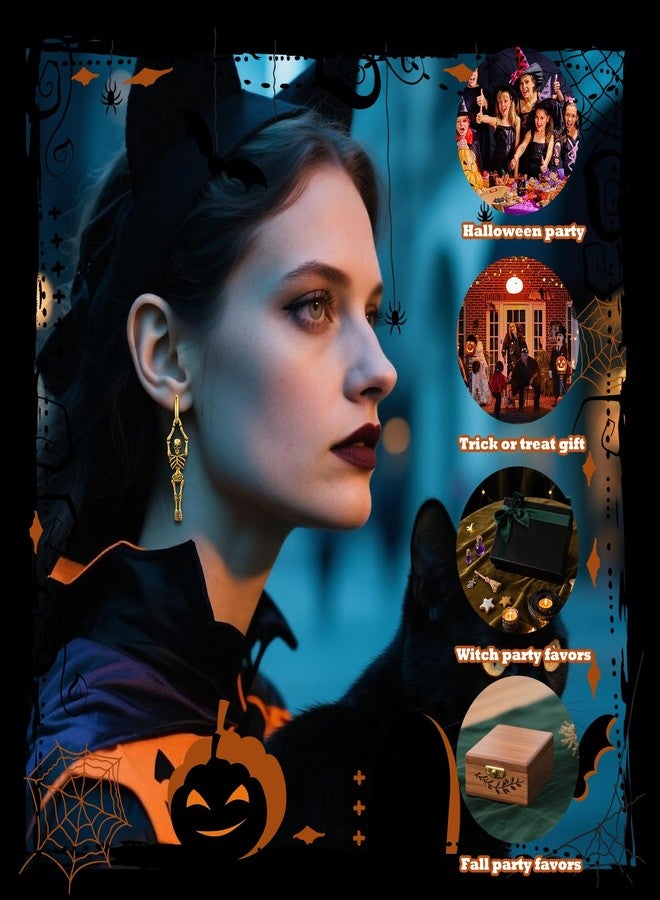 CUTELIILI Halloween Gold Skull Hoop Earrings For Women, Stainless Steel Retro Vintage Gothic Punk Skeleton Huggie Earrings, Hip Hop Halloween Party Decorations Accessories - Image 3