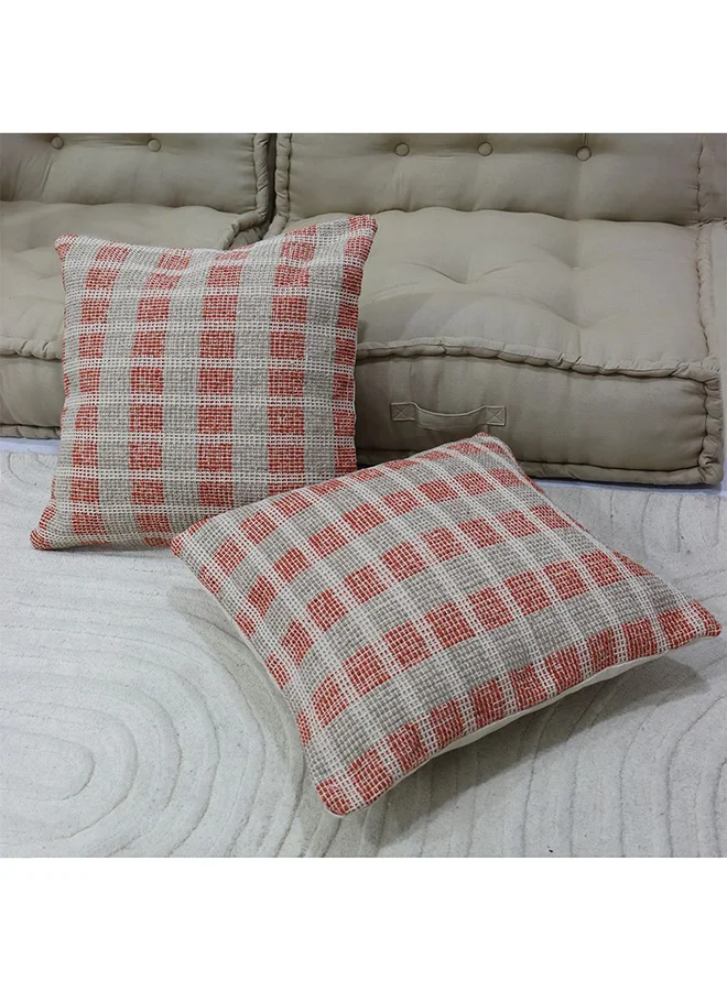 DANUBE HOME Danube Home Gleam Hand Woven Cushion 50x50cm Rust/Beige | 80% Cotton + 20% Other Fibers Decorative Lightweight Throw Pillow For Sofas, Couches, Beds For Living Room