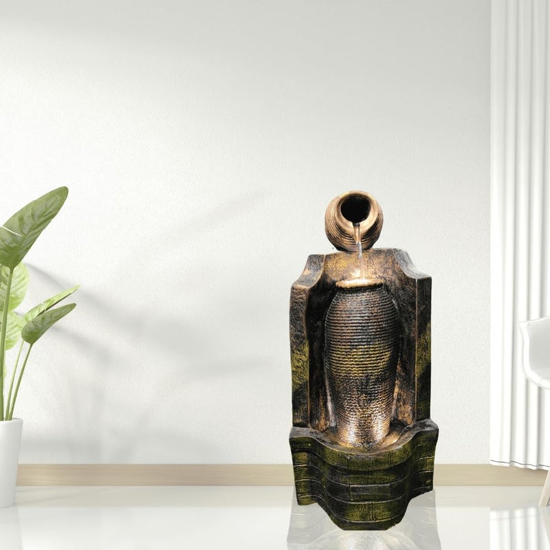 Indoor Waterfall Fountain for Home Decor Golden Floor Fountain Pot Spill Water Fountain for Home Ideal for Living Room 27 x 12 Inches  - Image 2
