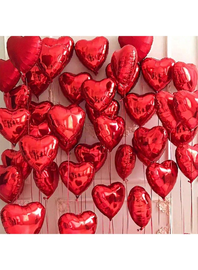 Red Heart Foil Balloons 18 Inch – Pack of 10 for Romantic Party Decoration - Image 1