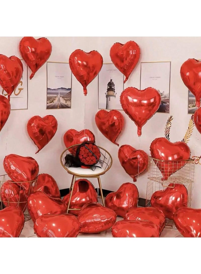 Red Heart Foil Balloons 18 Inch – Pack of 10 for Romantic Party Decoration - Image 3