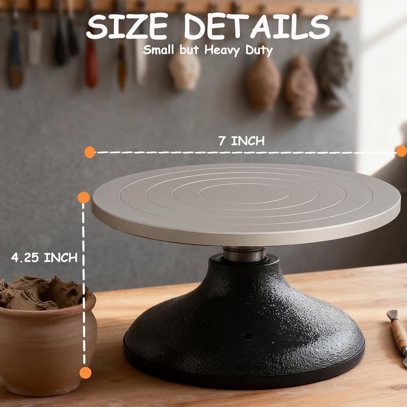 HighFree 7 inch Sculpting Wheel, Heavy Duty Banding Wheel All Metal Construction Turntable with Ball Bearings - Image 2