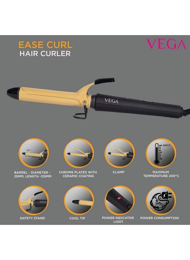 Vega Ease Curl 25 Mm Barrel Hair Curler With Ceramic Coated Plates (Vhch02)  - Image 3
