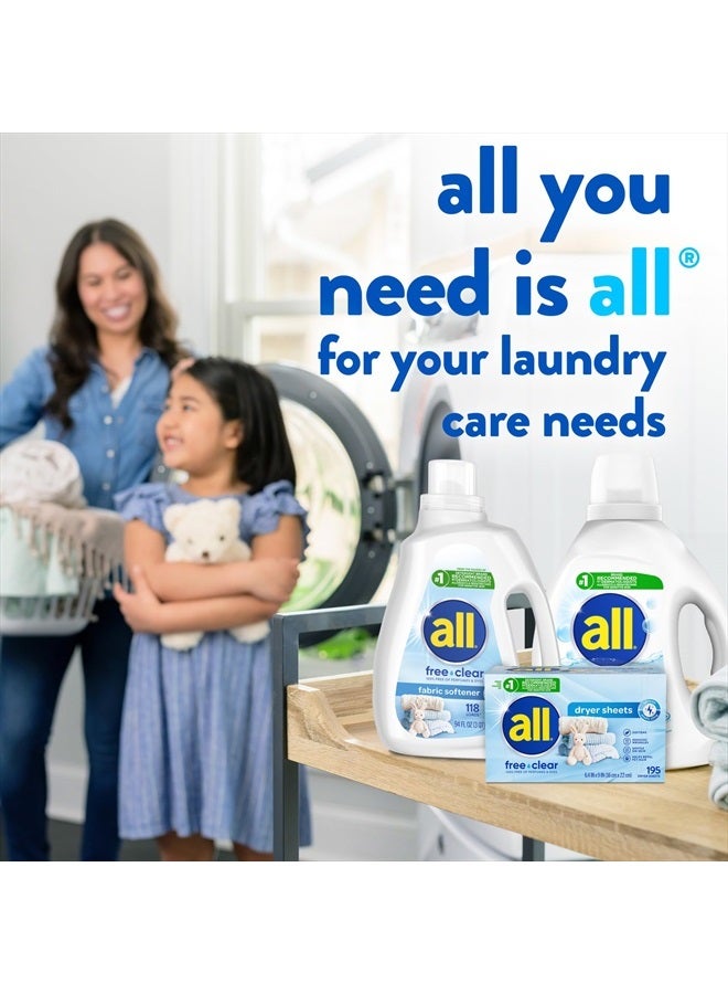All Fabric Softener Dryer Sheets for Sensitive Skin, Free Clear, 195 Count  - Image 5