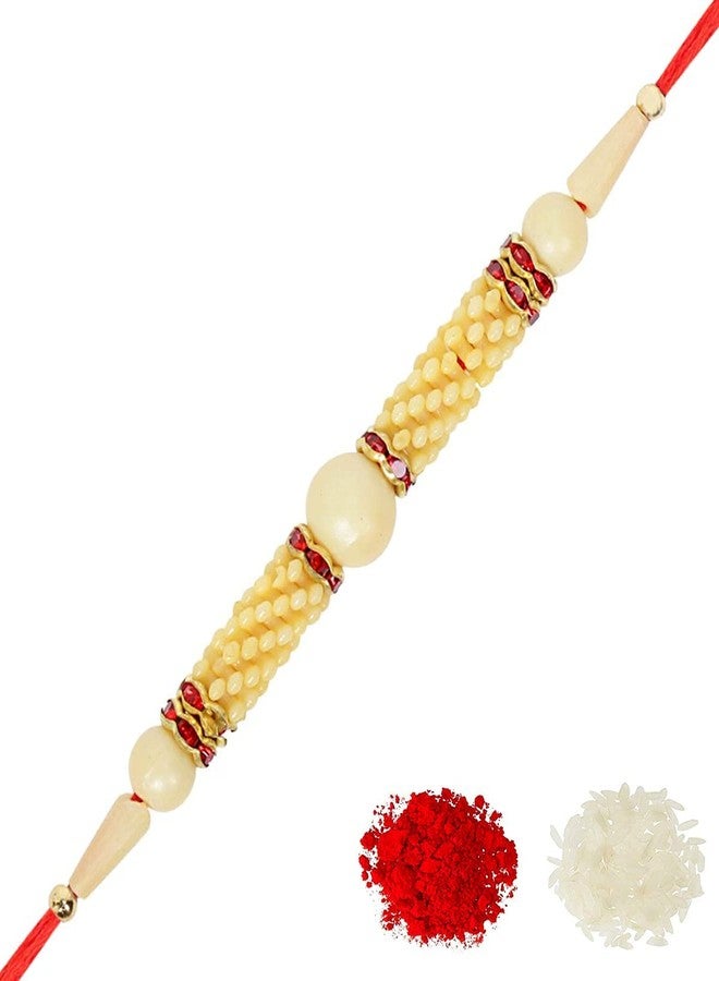 VTFlair Lavish Pearl Rakhi (Set of 2) with Roli Chawal Rakshabandhan Bhai Brother Rakhi- - Image 3