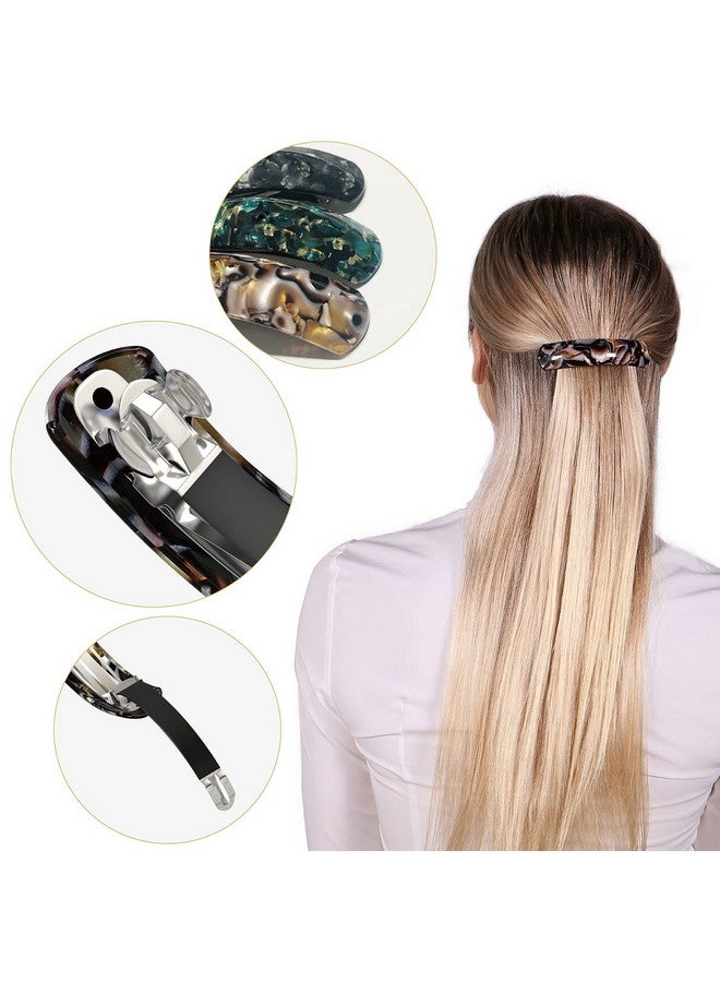HYFEEL Large Hair Barrettes For Women Fine Thick Hair French Barrette Hair Clips Ponytail Clamps Clasp Stylish Hair Accessories 3Pcs (Black Brown Green) - Image 3