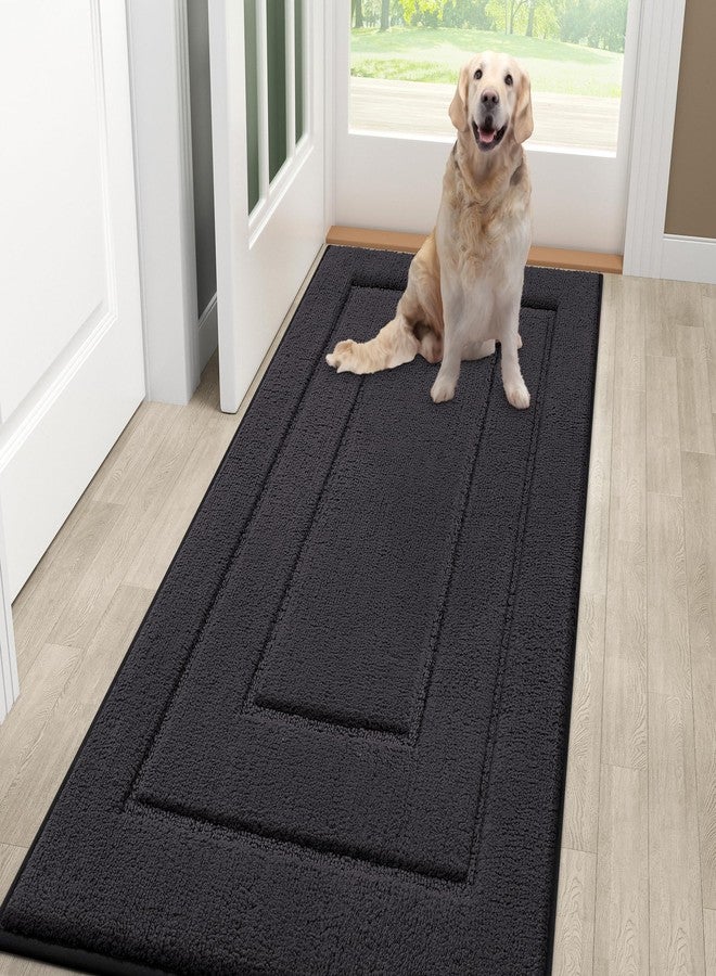 Smiry Dog Door Mat for Muddy Paws Indoor Entrance, Absorbs Moisture and Dirt Low-Profile Washable Front Door Mat for Floor Home Entryway (48x30 Inches, Dark Grey) - Image 1