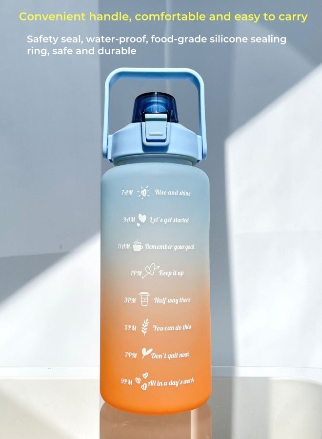Space Gradient Color Frosted Cup Water Bottle Outdoor Sports Water Bottle Blue and Orange 2000ml - Image 2