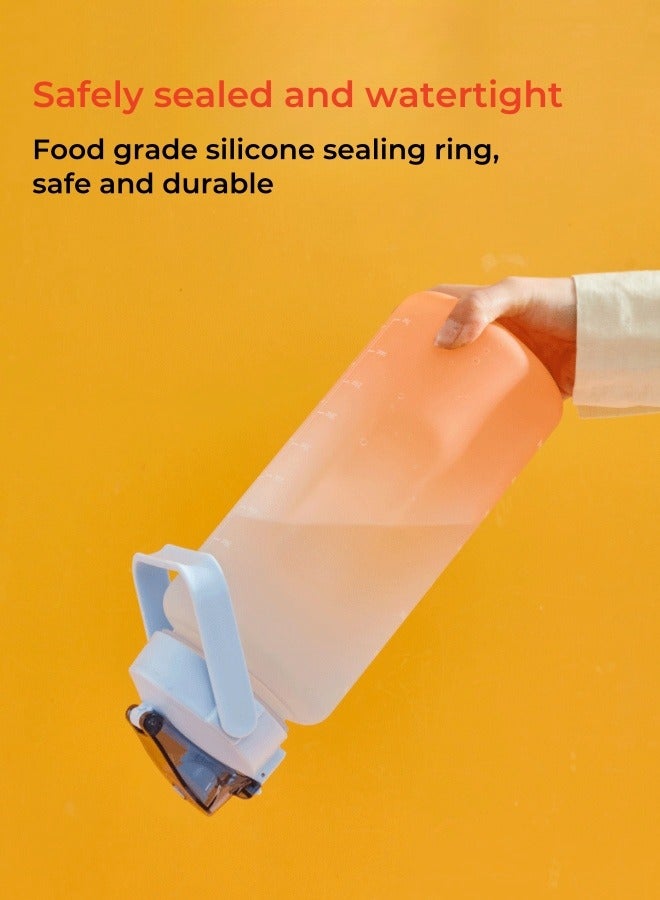 Space Gradient Color Frosted Cup Water Bottle Outdoor Sports Water Bottle Blue and Orange 2000ml - Image 3