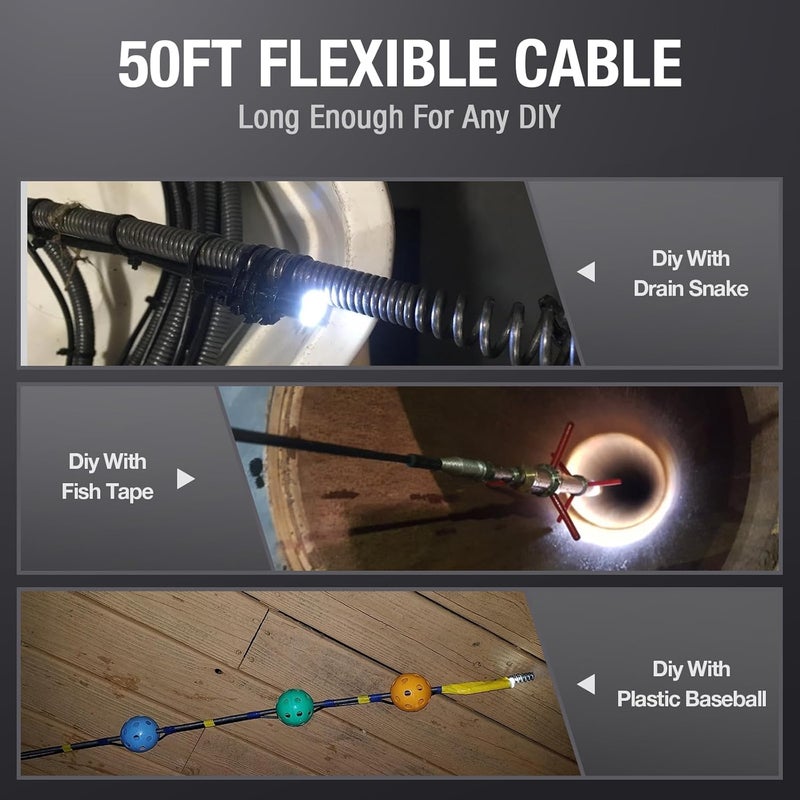 Teslong 50ft Sewer Camera, 1080P Drain Plumbing Snake Inspection Camera with Light, 50 ft Flexible Borescope Endoscope Duct Fiber Optic Scope Cam - Image 2
