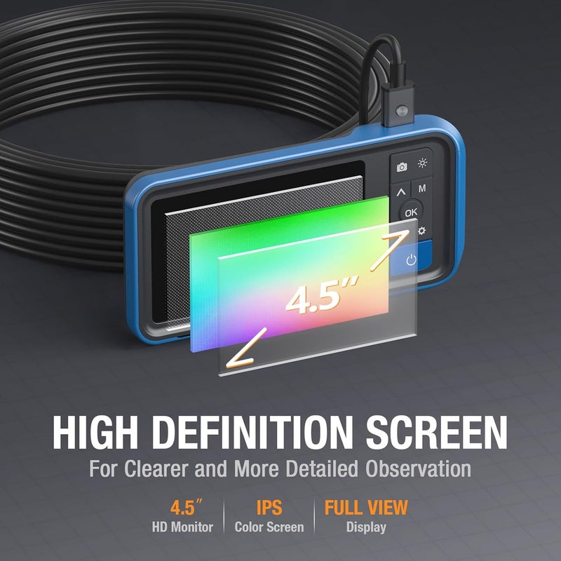 Teslong 50ft Sewer Camera, 1080P Drain Plumbing Snake Inspection Camera with Light, 50 ft Flexible Borescope Endoscope Duct Fiber Optic Scope Cam - Image 5