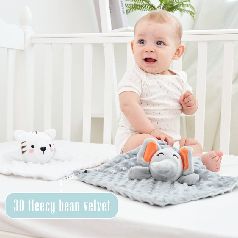 Cute Castle Security Blanket for Babies Gifts - Soft Unisex Newborn Essentials for Boys and Girls - Neutral Baby Stuff Snuggle Toy - Baby Registry Search Shower (Tiger  Grey Elephant) - Image 4