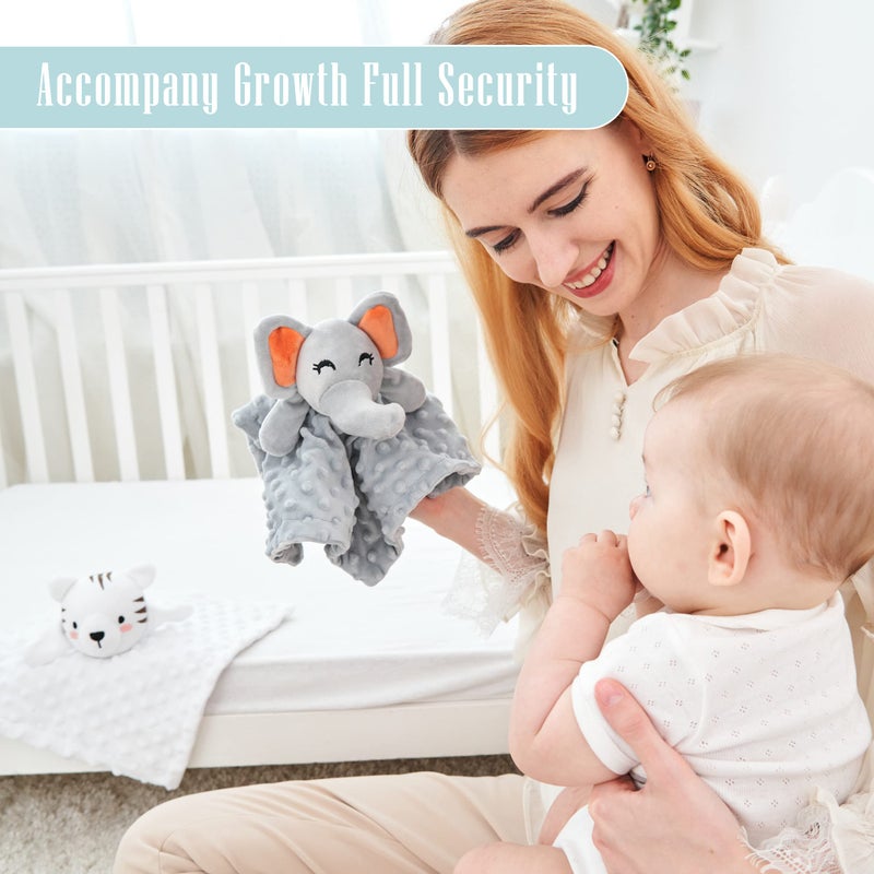 Cute Castle Security Blanket for Babies Gifts - Soft Unisex Newborn Essentials for Boys and Girls - Neutral Baby Stuff Snuggle Toy - Baby Registry Search Shower (Tiger  Grey Elephant) - Image 3