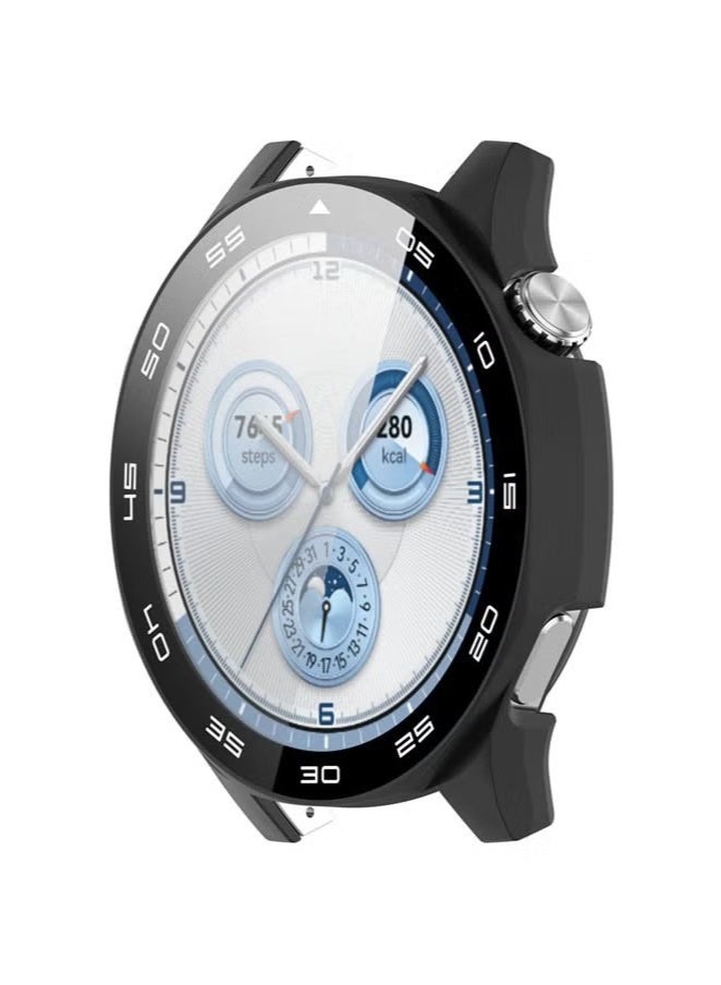 حافظة صلبة من البولي كربونات لساعة هواوي GT5 مقاس 46 مم مع واقي شاشة من الزجاج المقوى متوافق مع غطاء حماية من الصدمات وفيلم حساس للمس (أسود) - Image 2