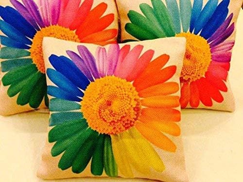 AEROHAVEN™ Set of 5 Floral Decorative Hand Made Jute Throw/Pillow Cushion Covers - CC23 - (Multicolor, 16 Inch x 16 Inch) - Image 4